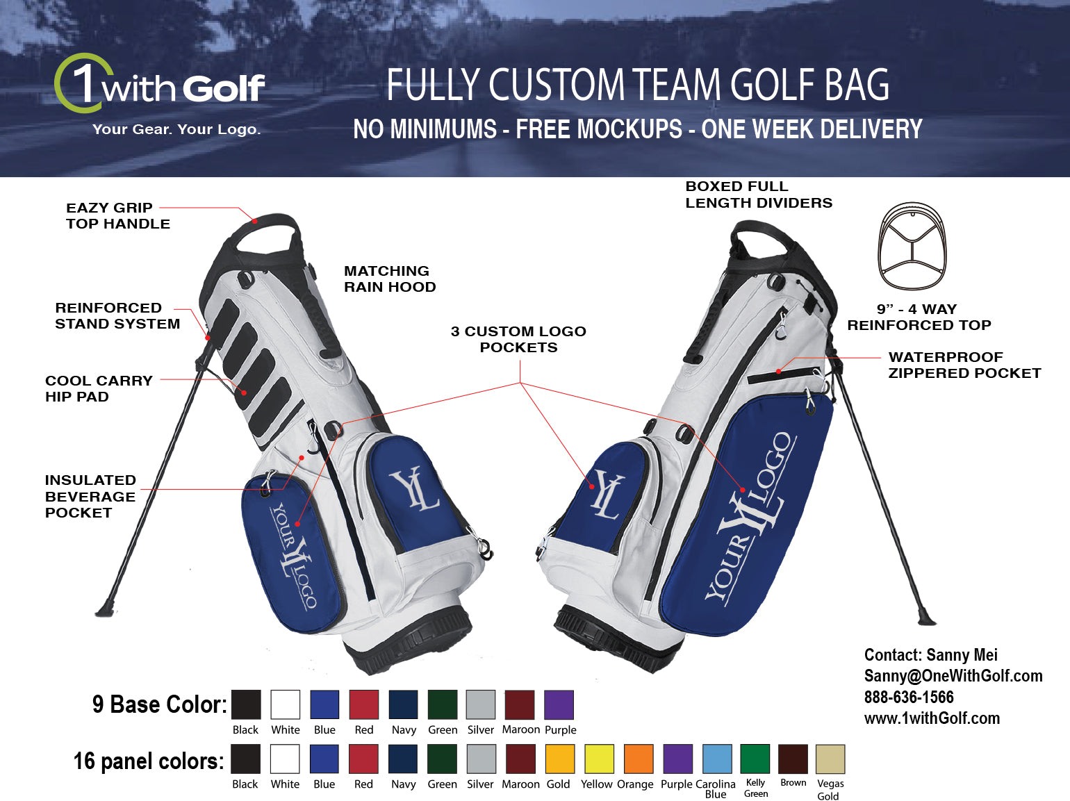 1withgolf custom team bag options