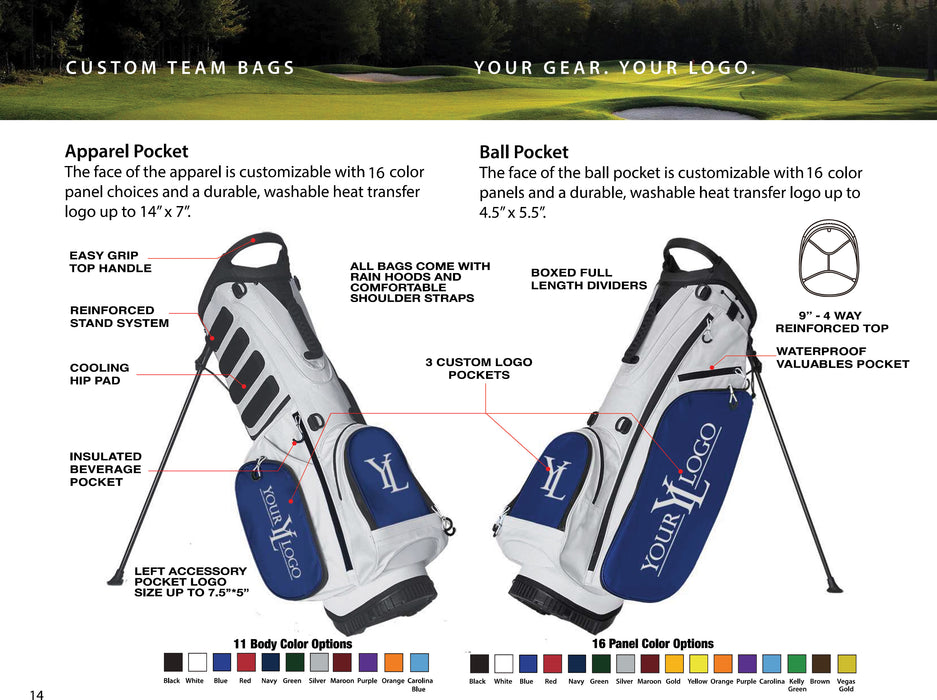 Maroon Fully Custom Golf Bag
