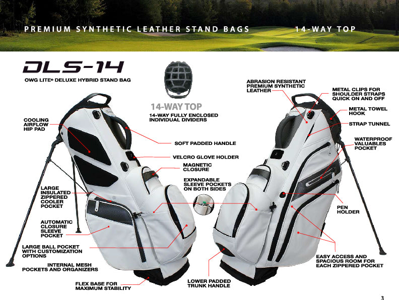 DLS Premium Synthetic Leather 14 way Stand bag
