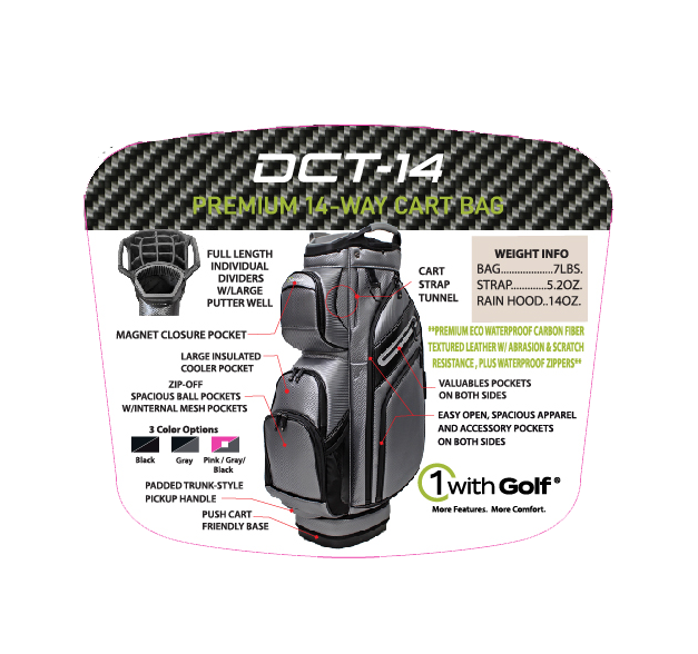 DCT 14 Carbon Fiber Texture Premium Synthetic Leather Cart Bag Black