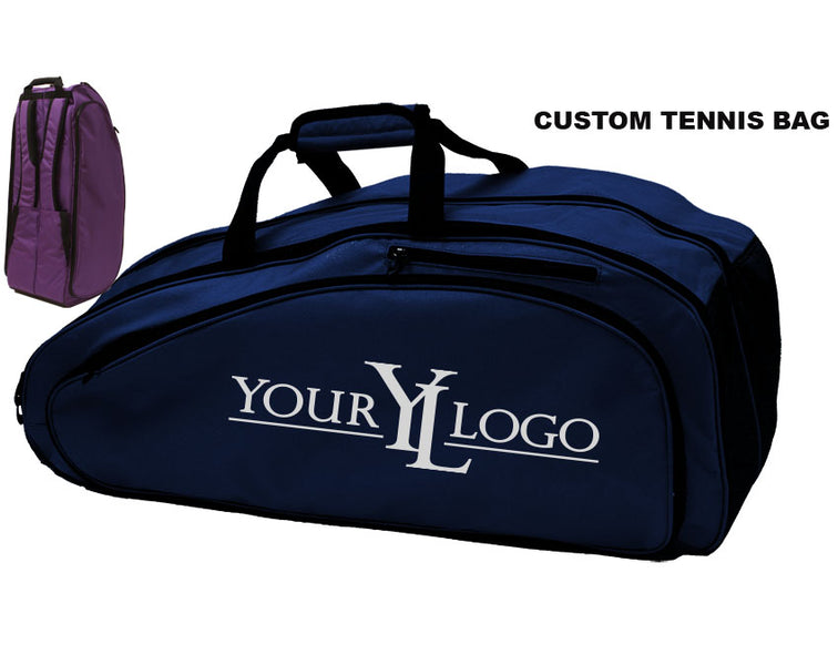 Personalized Tennis Bag Tote | Tennis Bag with Customization | Gifts Happen Here Navy & Gray